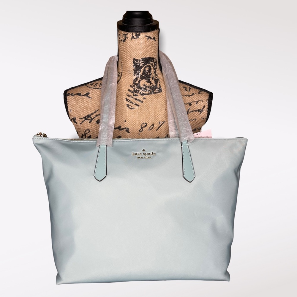 Kate Spade Kitt Large Top Zip Little Better Nylon Tote Bag Crystal Blue